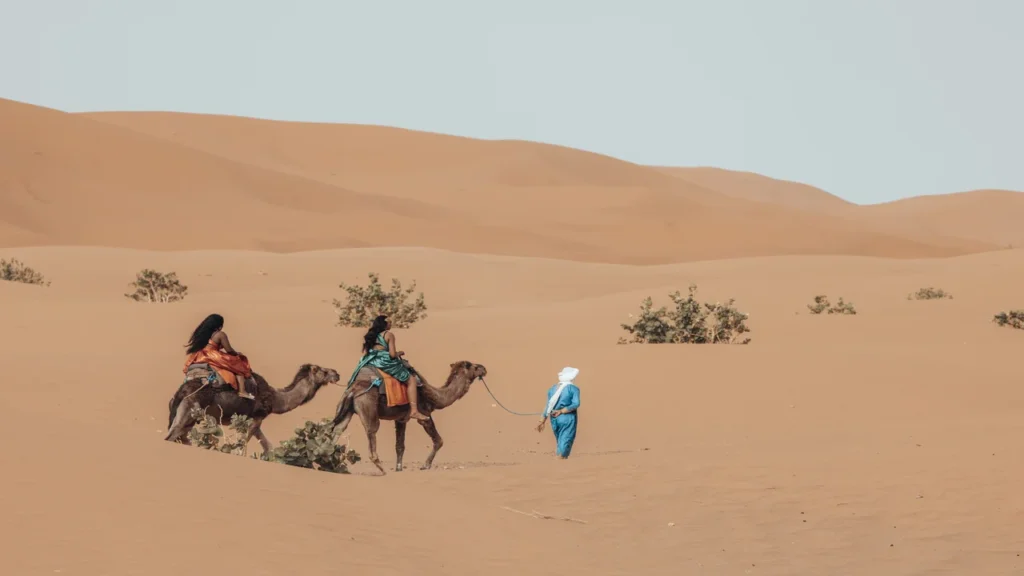 Excursión en camello por el desierto de Merzouga al atardecer durante un tour de 3 días desde Fez